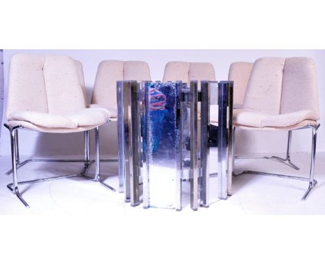 Pieff - Eleganza Range - A retro vintage 20th Century designer dining table and six matching chairs. The table of cylindrical