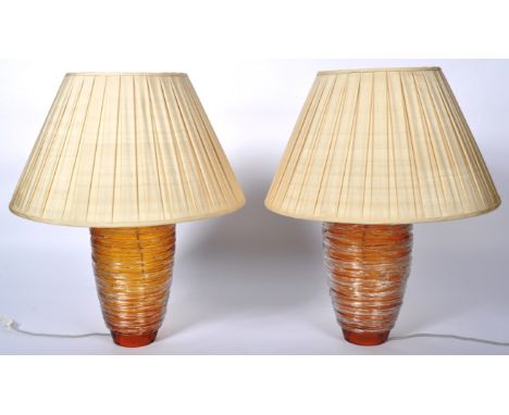 Porta Romana - Thread Model&nbsp;GLB32 - A matching pair of contemporary high end designer glass table lamp lights. Each of l