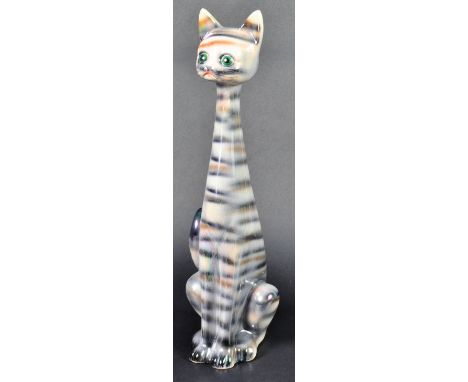 Kitsch Jema of Holland - A retro vintage 20th Century 1970's ceramic stylized cat figure having hand painted features with a 