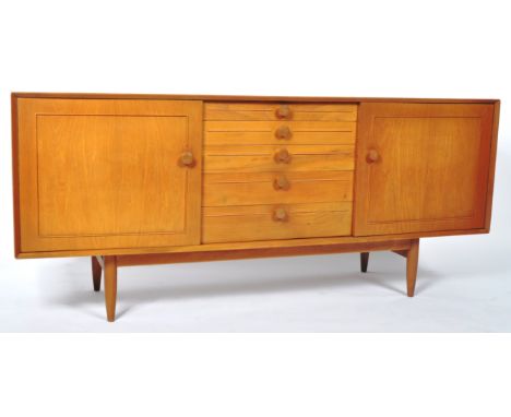 Wolfe and Hollander - Scandart - A retro vintage mid 20th Century teak wood sideboard credenza having a central bank of four 