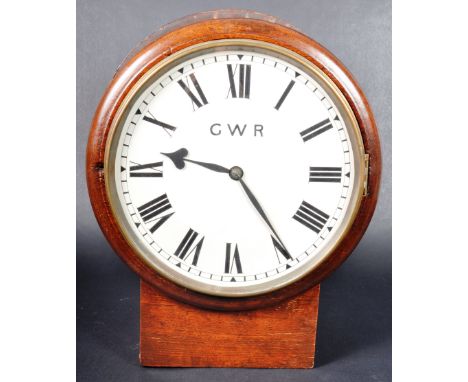 A Circa 1870 GWR Great Western Railway locomotive steam train station mahogany / oak cased double sided twin dial fusee movem