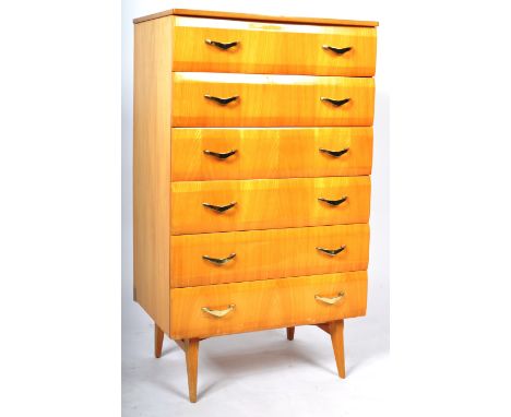 Meredew Furniture - A retro vintage 20th Century 1970's walnut veneered pedestal upright chest of drawers having six drawers 