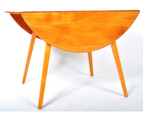 Lucian Ercolani - Ercol - Windsor Model 384 - A retro vintage 1960's beech and elm round circular drop leaf dining table havi