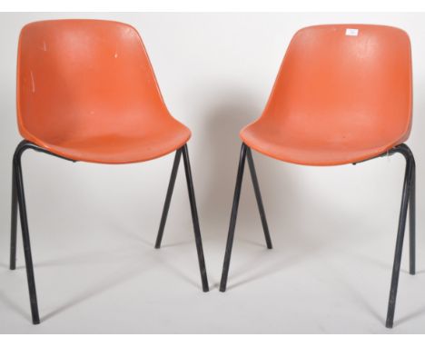 Eero Aarnio - Asko International - A pair of retro vintage 1960's stacking dining / side chairs comprising of a formed plasti