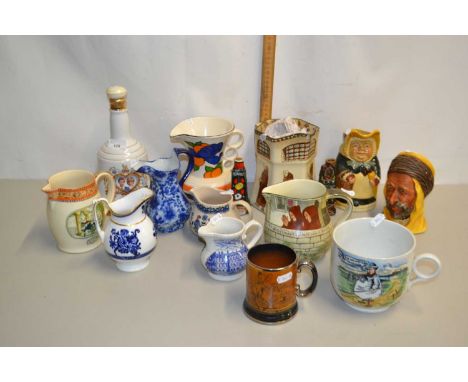 Mixed Lot: A Wade Bells Scotch Whisky decanter produced for the Royal Wedding of Charles and Diana, two Royal Doulton jugs de