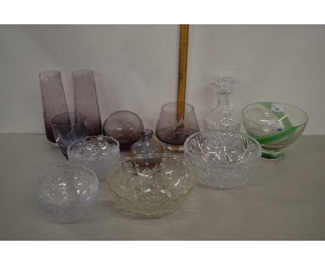 Mixed Lot: Various glass wares to include Caithness vase, glass bowls etc