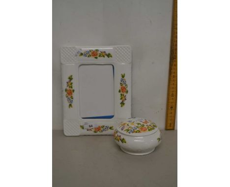 An Aynsley cottage garden pattern photograph frame and a further trinket box (2)