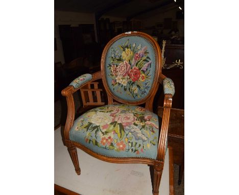 20th Century tapestry covered French style armchair