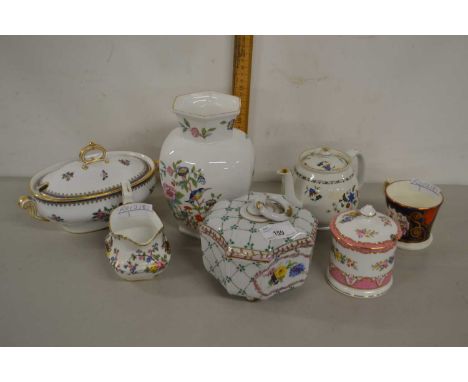 Mixed Lot: Various ceramics to include an Aynsley vase, porcelain covered trinket box, teapot and other assorted items