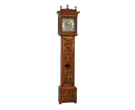 A walnut and floral marquetry eight-day longcase clock   The movement and dial by Edward Speakman, circa 1695-1700, the case 