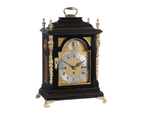 A Victorian gilt brass mounted ebonised quarter chiming bracket clock in the George III style   J. C. Jennens, London, late 1