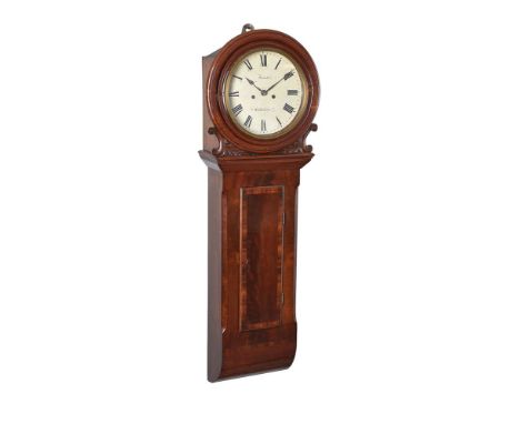 A Victorian mahogany weight-driven ‘Norwich’ type drop dial wall clock   Howlett, Cheltenham, circa 1860   The four pillar ei