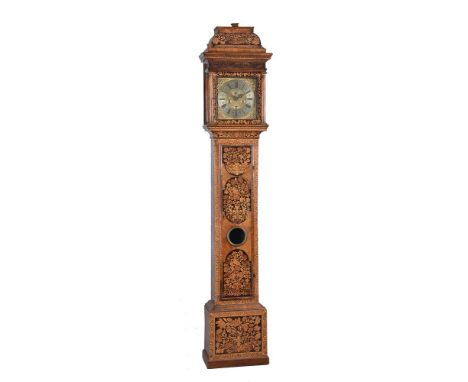 A William III walnut and floral marquetry eight-day longcase clock of one month duration   Paul Dupen, London, circa 1700   T