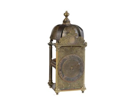 A very rare French Louis XIII small brass lantern or chamber clock   G. Estienne, Caen, first half of the  17th century   The