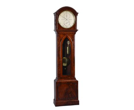 A Victorian mahogany longcase regulator timepiece Bracher, Reading, mid 19th century The substantial seven knopped pillar mov