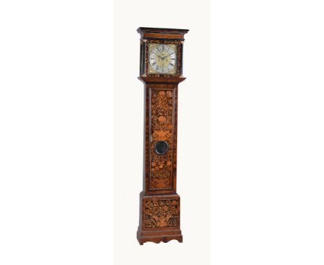 A Queen Anne olive wood and floral marquetry eight-day longcase clock   James Atfield, Old Brentford, early 18th century   Th