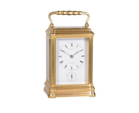 A fine French gilt brass gorge cased carriage clock with alarm Le Roy and Fils, Paris, circa 1870 The eight-day two train bel