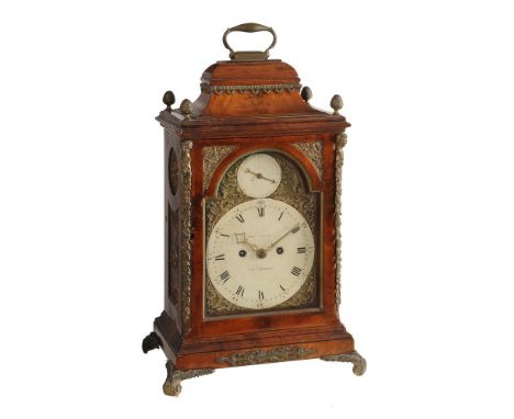 A George III brass mounted mahogany table clock Thomas Lozano, London, circa 1780   The five pillar twin fusee movement with 