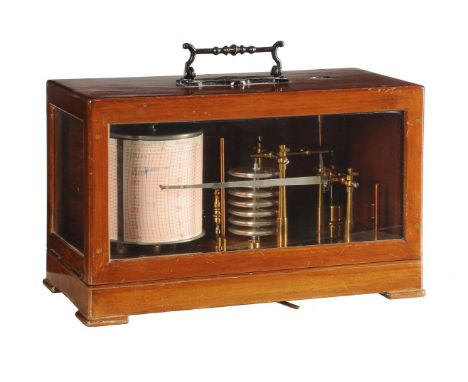 A mahogany cased barograph   Wilson, Warden and Company Limited, London, late 19th century   The lacquered brass mechanism in