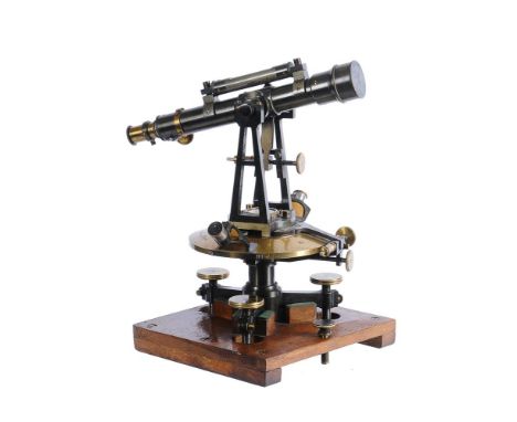 A German oxidised and lacquered brass theodolite   Dennert and Pape, Hamburg, late 19th century   The telescope with rack and