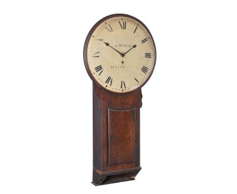 A Regency mahogany tavern timepiece   A. Hall, Hatfield, circa 1810   The four pillar single weight driven movement with tape