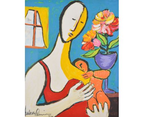 Anthony Quinn (American 1915-2001)   Mother and Child   Signed in pen and numbered 5/299   Lithograph printed in colours 73 x