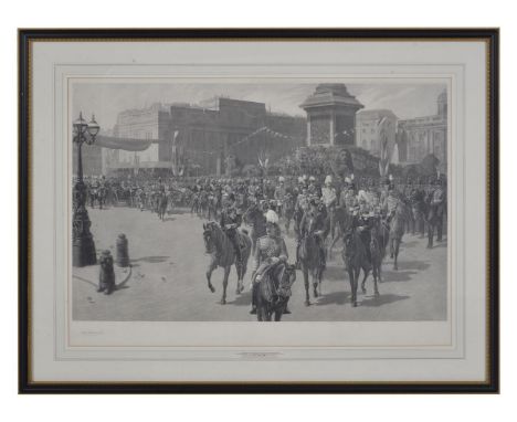 After John Charlton (British 1849-1917)   Queen Victoria's Golden Jubilee 21 June 1887: The Procession in Trafalgar Square   