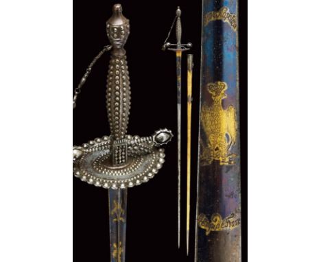 dating: Early 19th Century provenance: France, Blade of triangular section with hollow faces, the first part engraved and gil