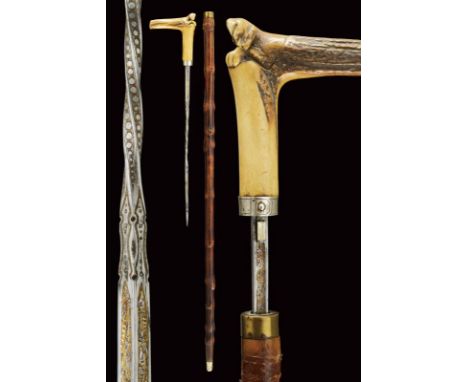 dating: Late 19th Century provenance: France, Blade of square section with hollow faces, spirals at the center, engraved and 