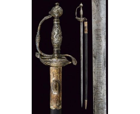 dating: 18th Century provenance: Russian Empire, Straight, double-edged blade of lenticular section, featuring a base numbere