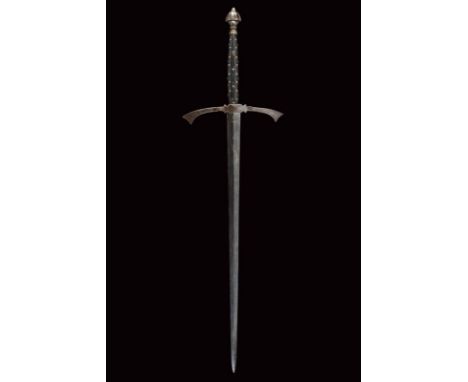 dating: 19th Century provenance: Germany, Straight, double-edged blade, ribbed at the center, marked 'S + S' under a symbol a