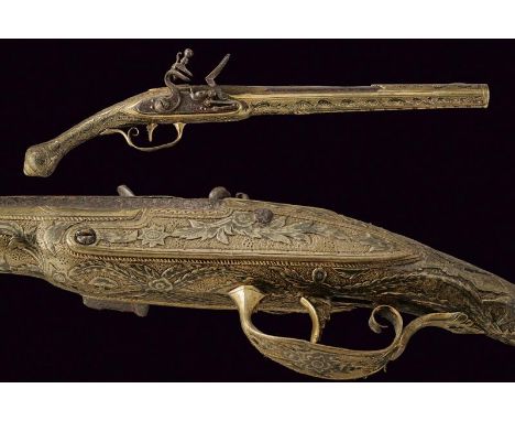 dating: circa 1800 provenance: Greece, Smooth, round, 16 mm cal. barrel, with engraved brass inlaid-works at the base, rust d