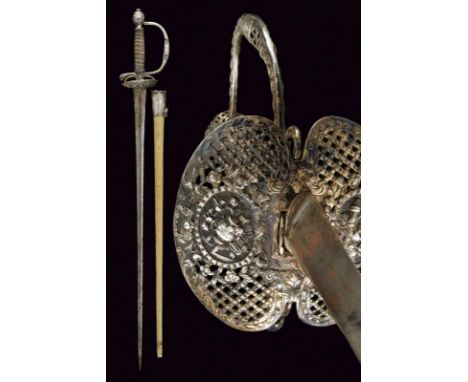 dating: late 18th Century provenance: France, Short blade of triangular section with hollow faces. Silver hilt, finely engrav