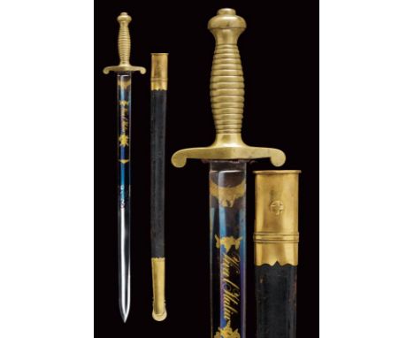 dating: about 1860 provenance: Piedmont, Unusual luxury arm with large, single-edged blade, wide central fuller, the first pa