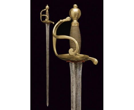 dating: Mid 18th Century provenance: France, Straight, double-edged blade of lenticular section, hexagonal base. Brass hilt w