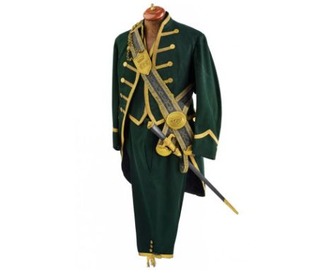 dating: Late 18th - Early 19th Century provenance: Turin, Consisting of livery, waistcoat, trousers baudric and hunting hange