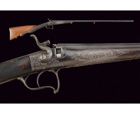 dating: circa 1870 - 1880 provenance: Belgium, Smoothbore, two-stage, 8 mm cal. barrel, octagonal and with silver inlaid work