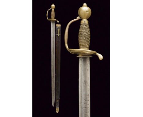 dating: Mid 18th Century provenance: France, Straight, single-and false-edged blade with large central fuller, marked on one 