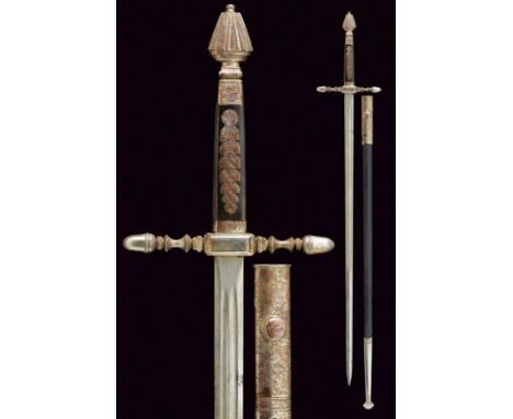 dating: last quarter of the 19th Century provenance: Papal States, Straight, double-edged blade of hexagonal section, ribbed 