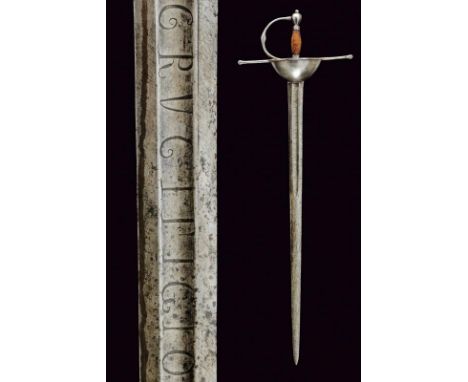 dating: 18th Century provenance: Spain, Double-edged blade of medium width, with fuller at the first part bearing the inscrip