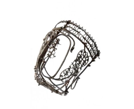 dating: 1561 provenance: Germany, Richly pierced, carved with a big rosette at the front, the head with floral motifs and wri