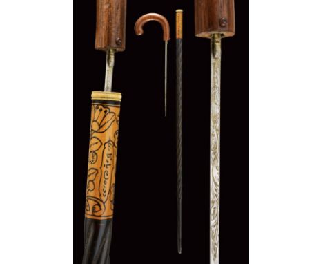 dating: 1920 - 1930 provenance: France, Short and thin stiletto blade of triangular section, the upper band with floral engra