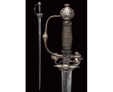 dating: First half of the 18th Century provenance: Italy, Double-edged blade of lozenge section. Hilt with lower ring-guard w