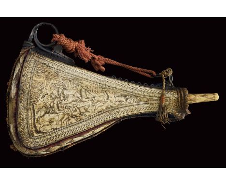 dating: 17th Century provenance: Germany, The body consisting of two voluminous triangular-shaped plates made of deer horn. O