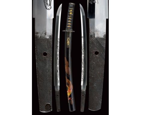 dating: Period (1603-1867) provenance: Japan, Shinogi zukuri yori mune blade (nagasa 41,1 cm.) , O-kissaki. Hada: thicj ko mo