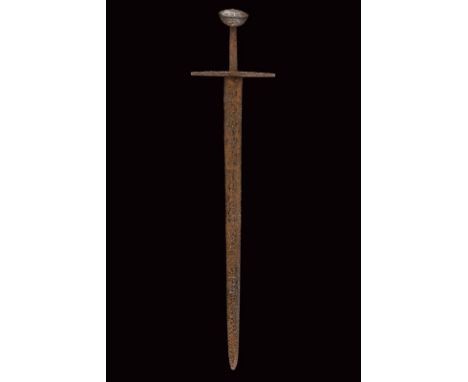 dating: third quarter of the 13th Century provenance: Europe, Straight, double-edged blade, slightly converging towards the r