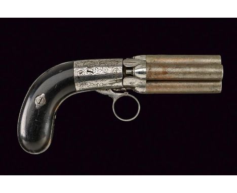 dating: about 1855 provenance: Belgium, Four round, smooth-bore, numbered, 9 mm cal. barrels, with Liege test-bed stamp; oval