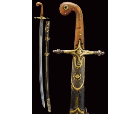 dating: 19th Century provenance: Turkey, Slightly-curved, tipped, single-and short false-edged blade, with double fuller. Iro