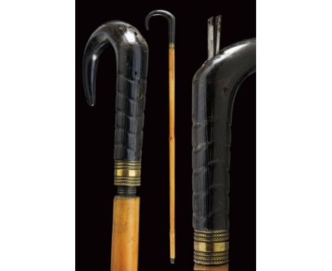 dating: about 1880 provenance: France, Round, iron, 8 mm cal. barrel; curved horn grip, engraved ring nut. Extractable chape.