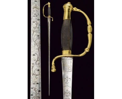 dating: circa 1800 provenance: Kingdom of the Two Sicilies, Particular, straight, double-edged blade of triangular section at